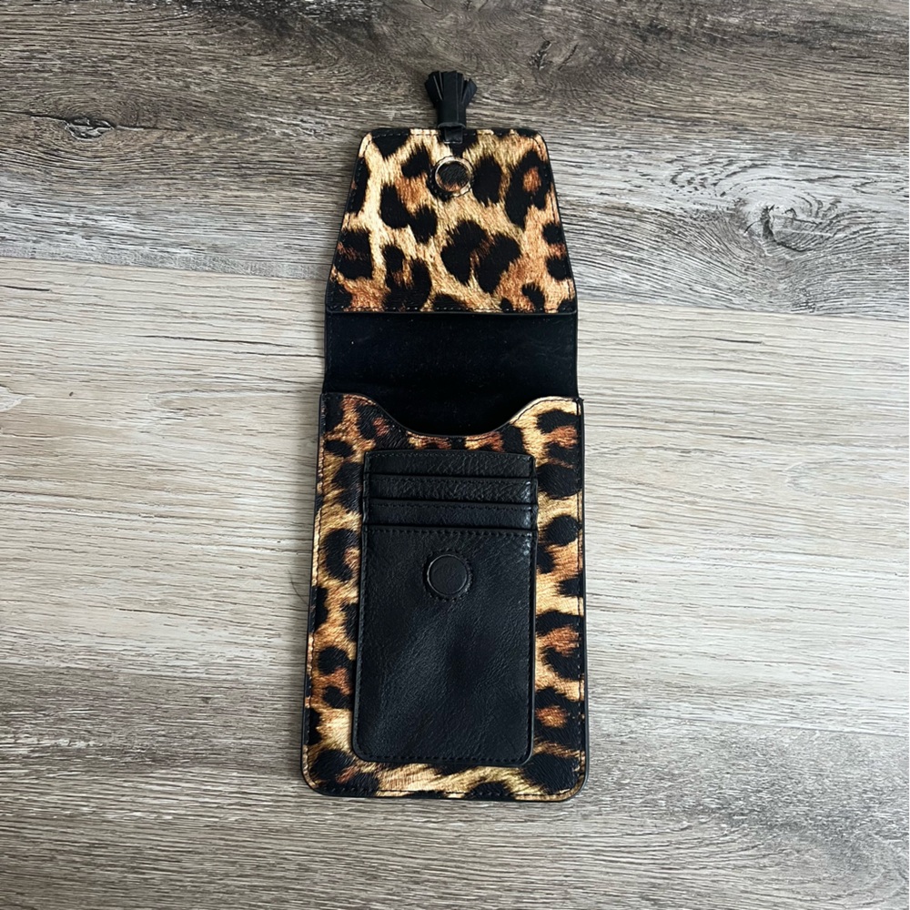 Leopard Print Leather Pouch - image 1